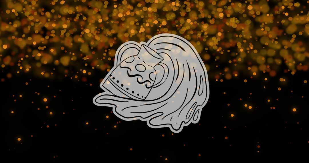 Abstract Aquarius Zodiac Symbol with Golden Glowing Background