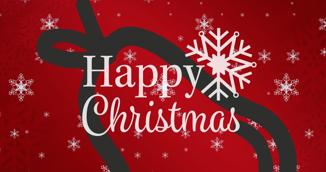 Festive Happy Christmas Greeting with Snowflakes on Red Background
