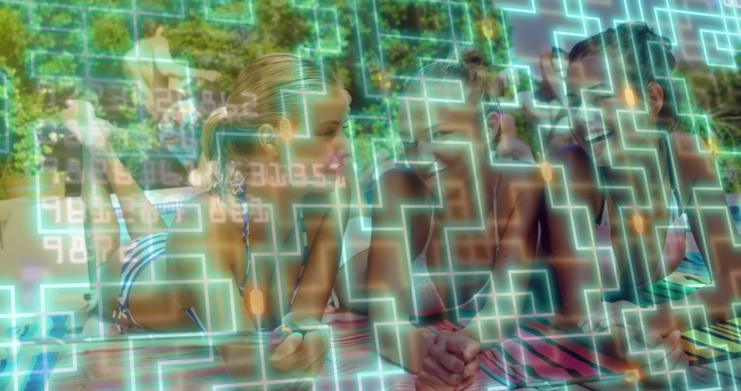 Summer Relaxation with Digital Overlay by Poolside