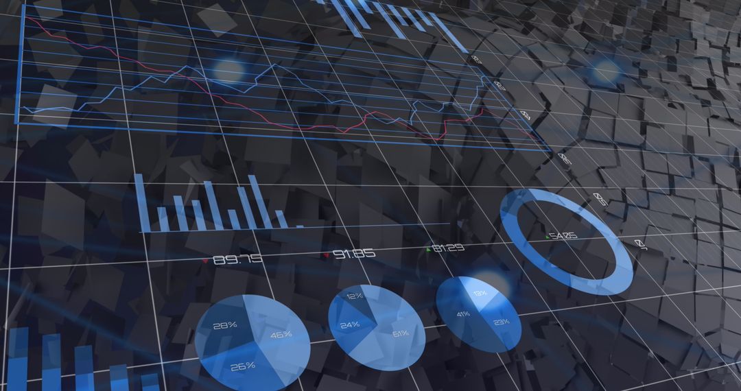 Futuristic Financial Data Analytics Interface with Graphs and Charts