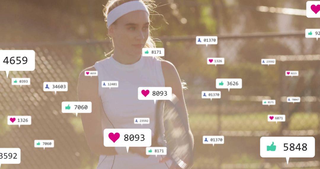 Tennis Player with Engaging Display of Likes and Follows