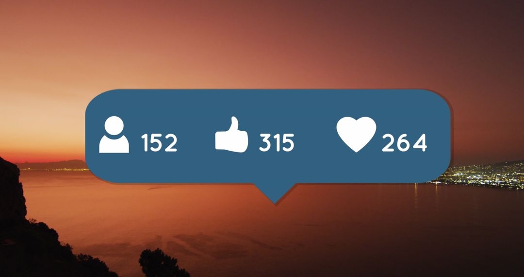 Social Media Notifications With Sunset Background