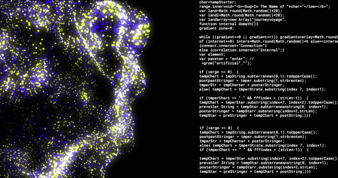 Glowing 3d network code data interface