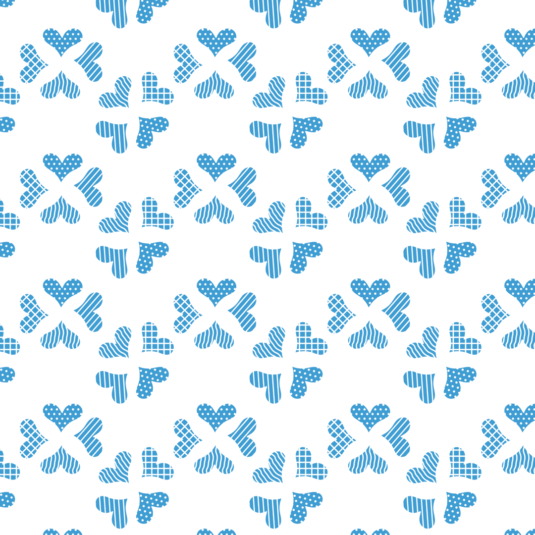 Seamless Blue Clover Pattern on Transparent Background