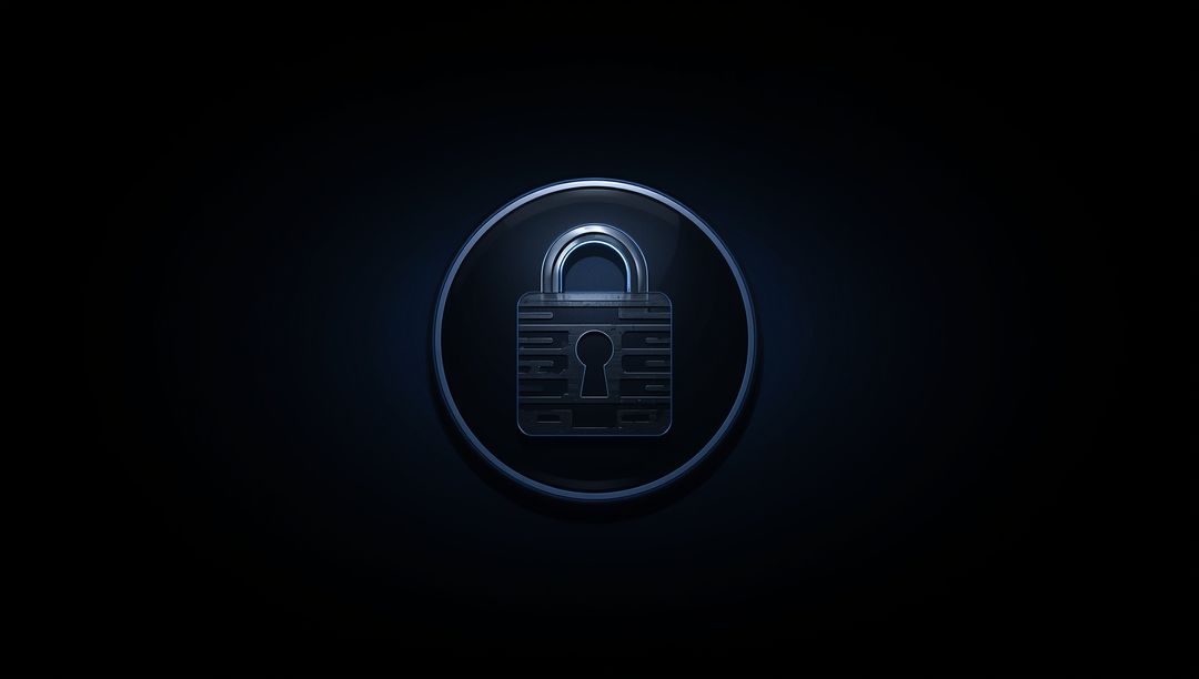 Futuristic Metallic Padlock Icon with Glowing Rings for Digital Security