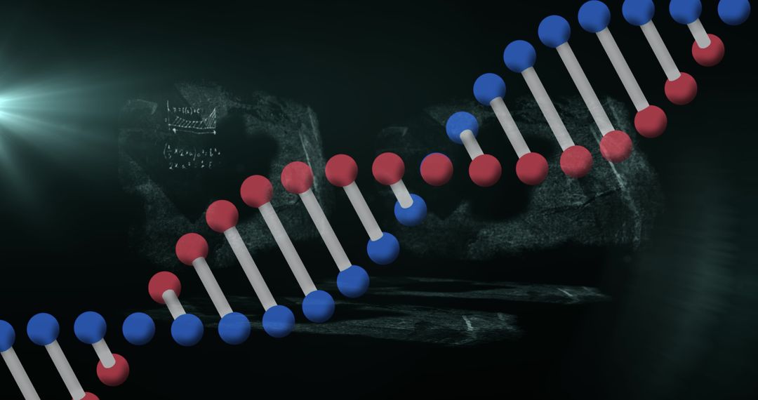 3D DNA Helix with Overlay of Mathematical Equations in Abstract Background