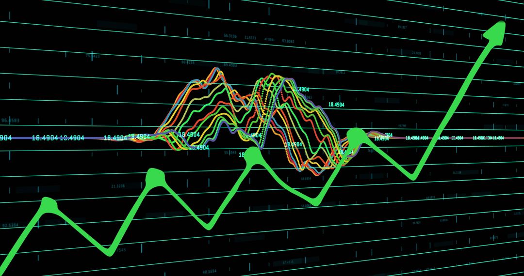 Dynamic Financial Chart with Upward Growth Arrow