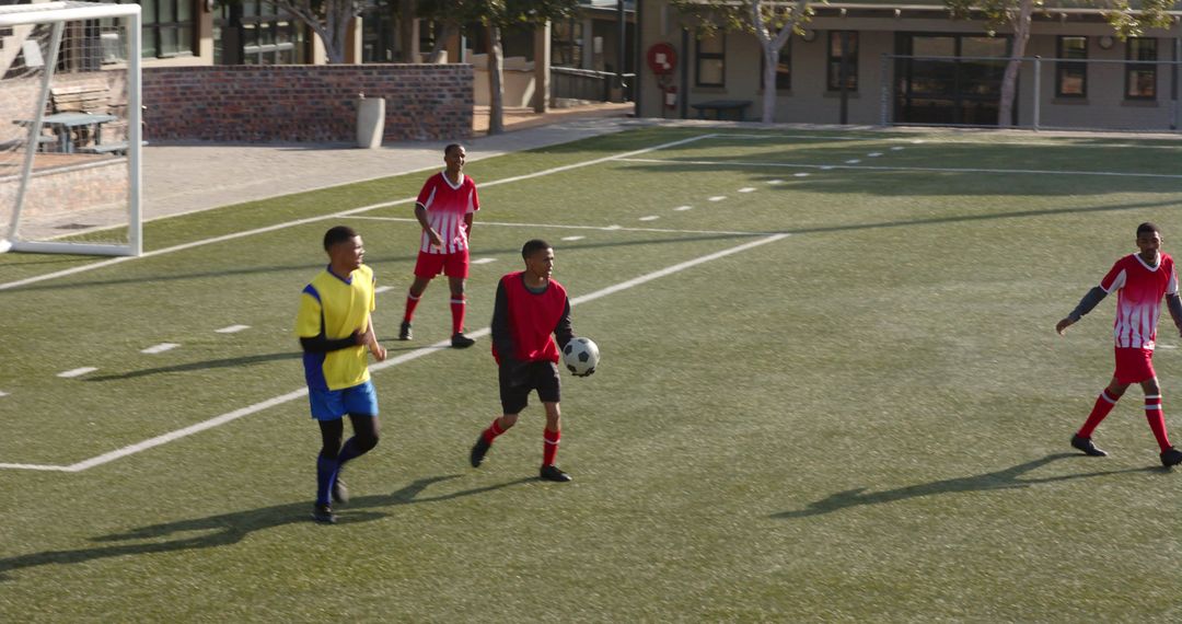 Youth Soccer Match Showcasing Teamwork and Strategy