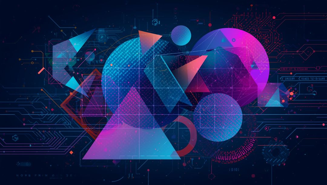 Abstract Technology Geometric Design with Neon Accents