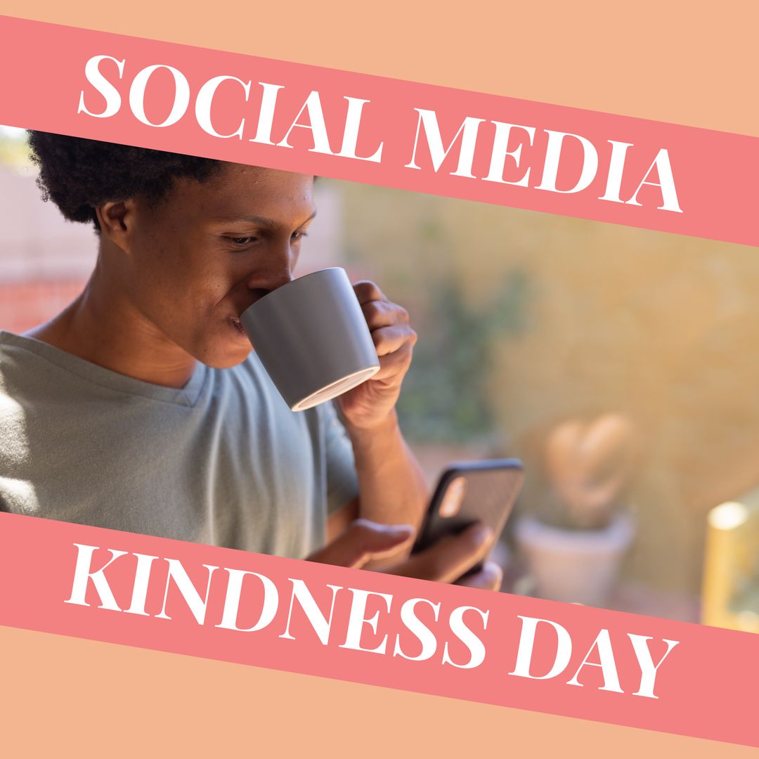 Social Media Kindness Day Concept with Man Using Smartphone