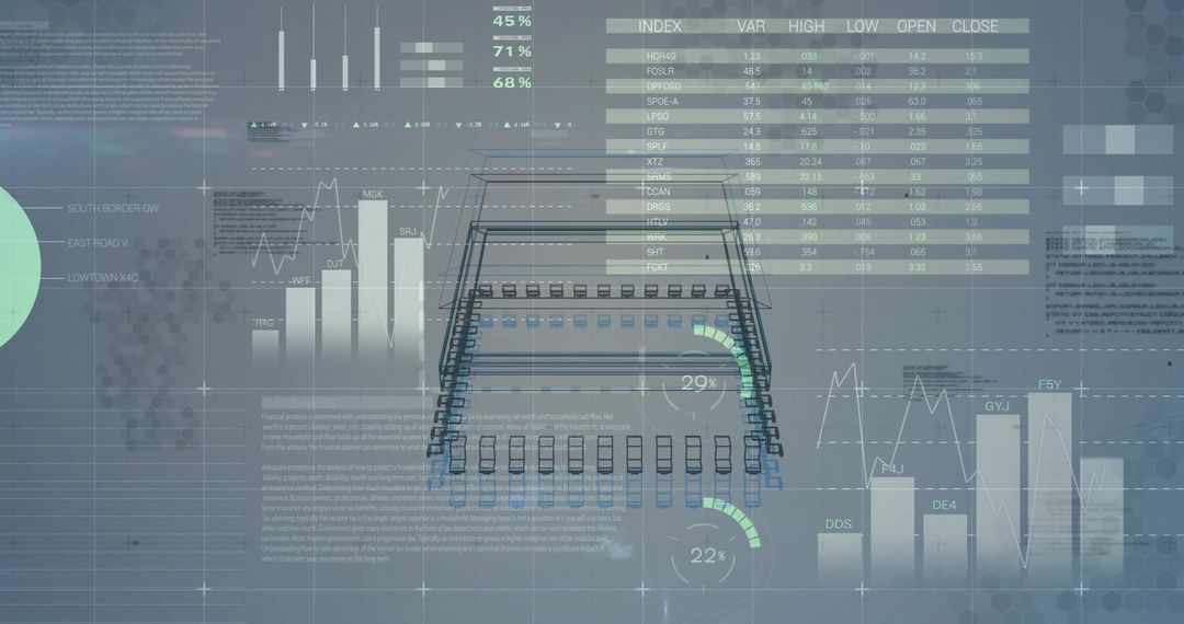 Futuristic Data Visualization with Virtual Interface Dashboard