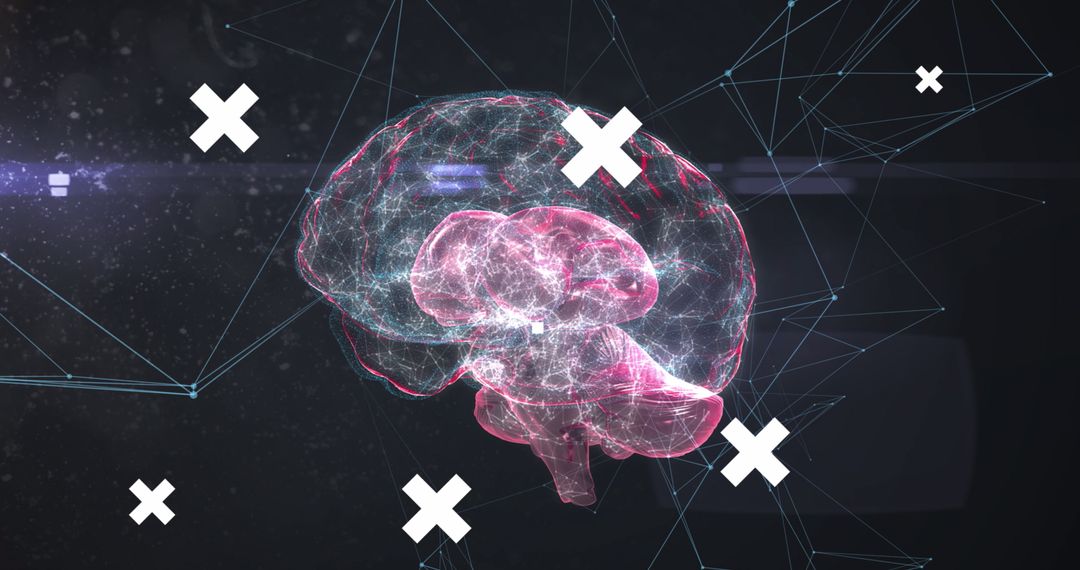Futuristic Digital Brain with Data and Interface Elements
