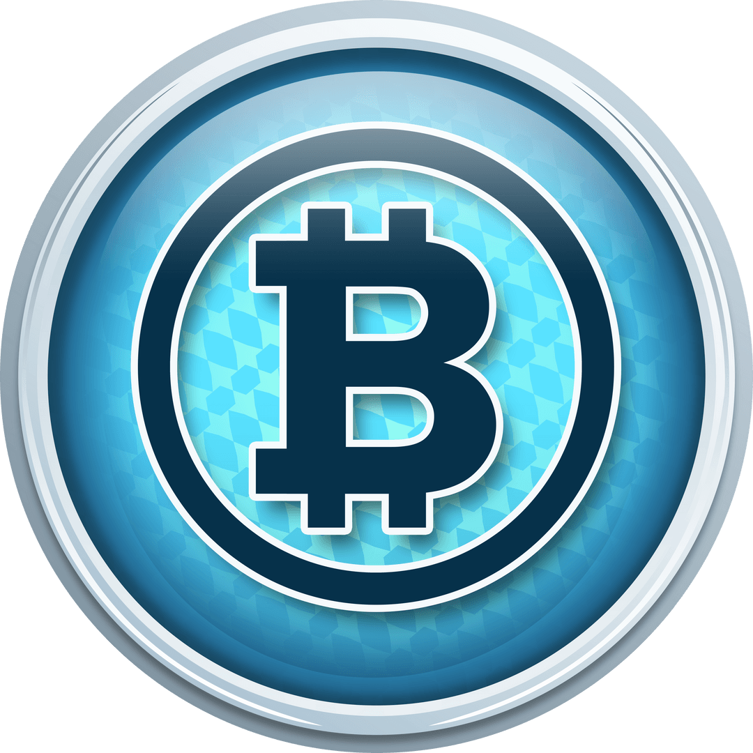 Transparent Virtual Bitcoin Symbol on Blue Background