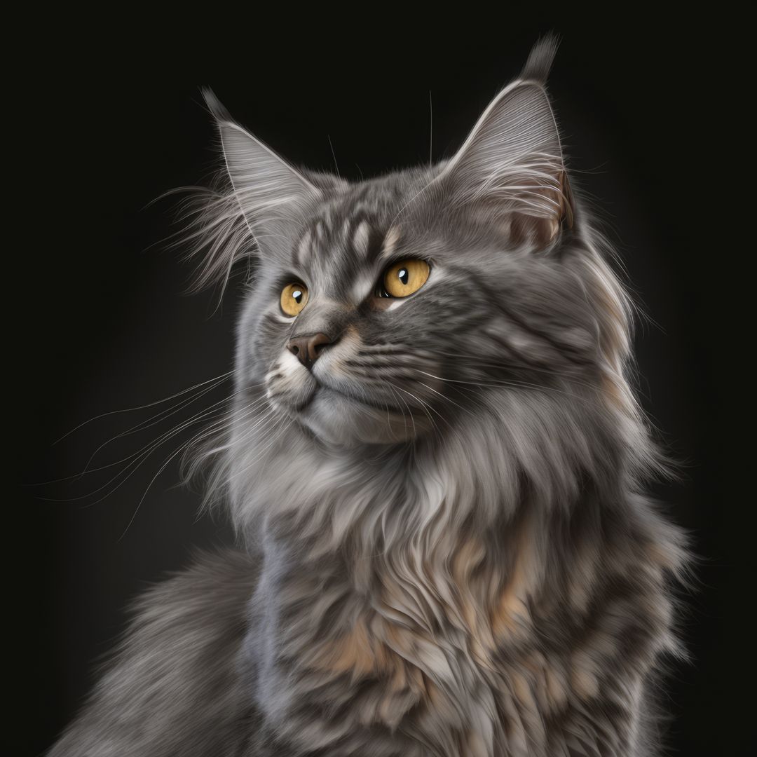 Regal Maine Coon Cat with Fluffy Fur - Free Images, Stock Photos and Pictures on Pikwizard.com