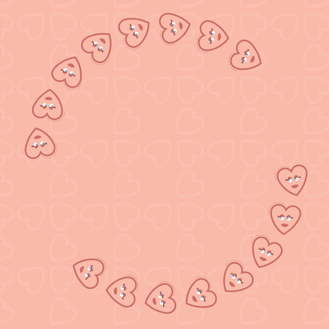 Transparent Pink Heart Pattern on Solid Background