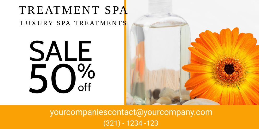 Spa sale flyer featuring orange flower and essential oils