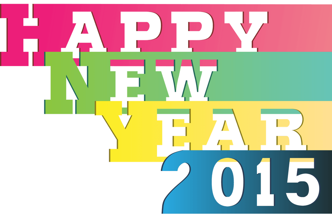Vibrant Happy New Year 2015 Text on Transparent Background