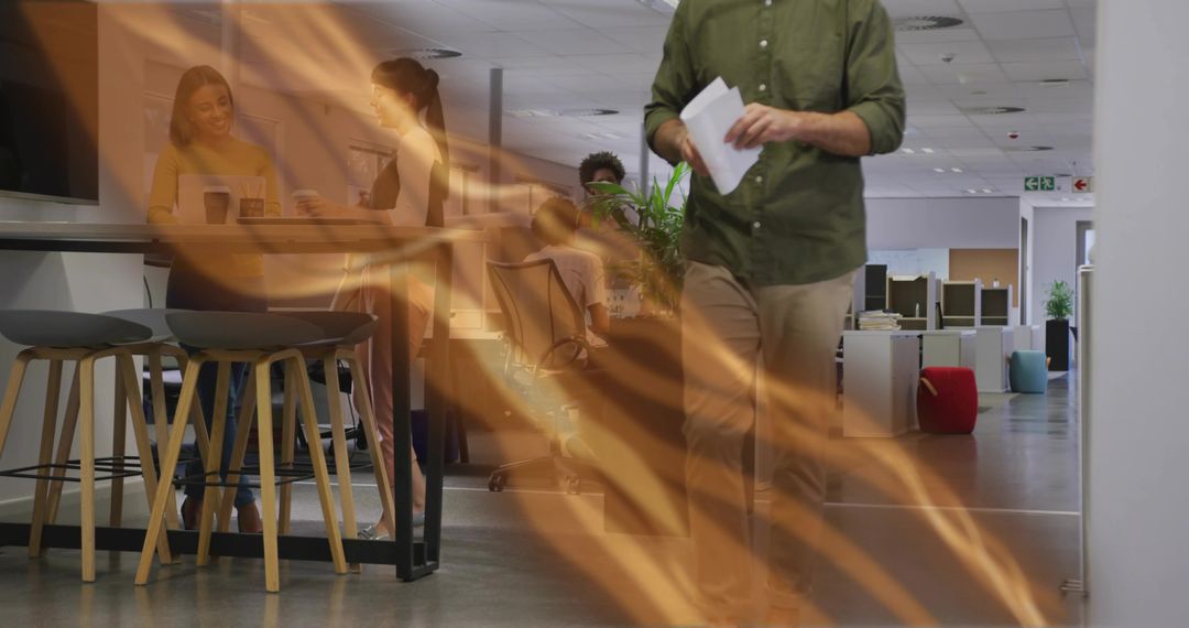 Confident Professional Walking in Modern Office Environment