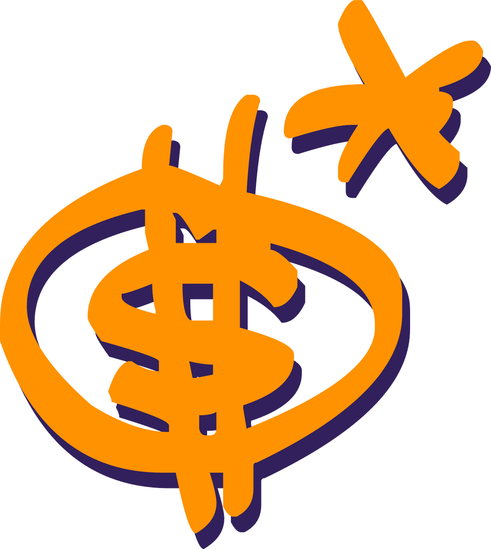 Playful Dollar Symbol with Orange Ring on Transparent Background