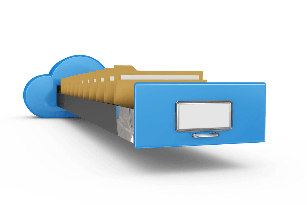 Digital File Drawer in Cloud Network on Transparent Background
