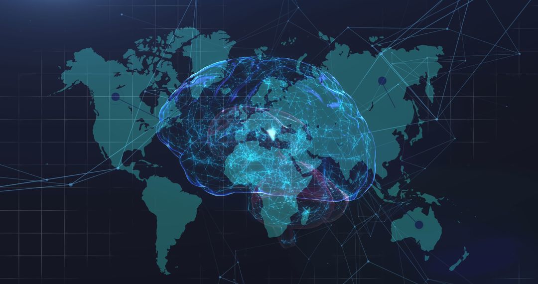 Digital Brain Connected Across Global Network
