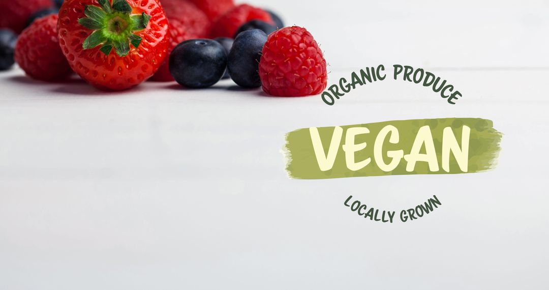Organic Vegan Produce Banner with Fresh Berries Arrangement