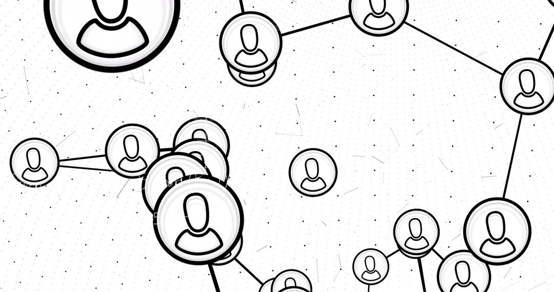 Abstract Network with Connected People Icons on White Background