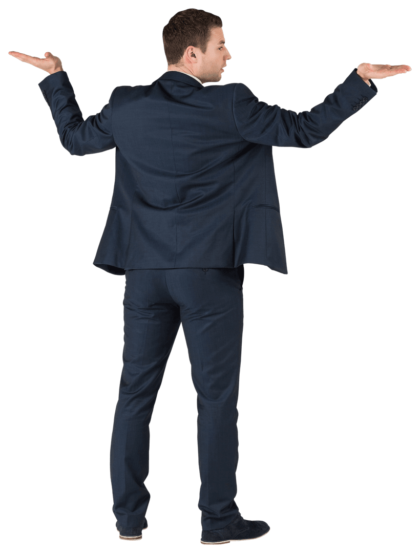 Transparent View of Businessman Standing with Open Arms Gesture