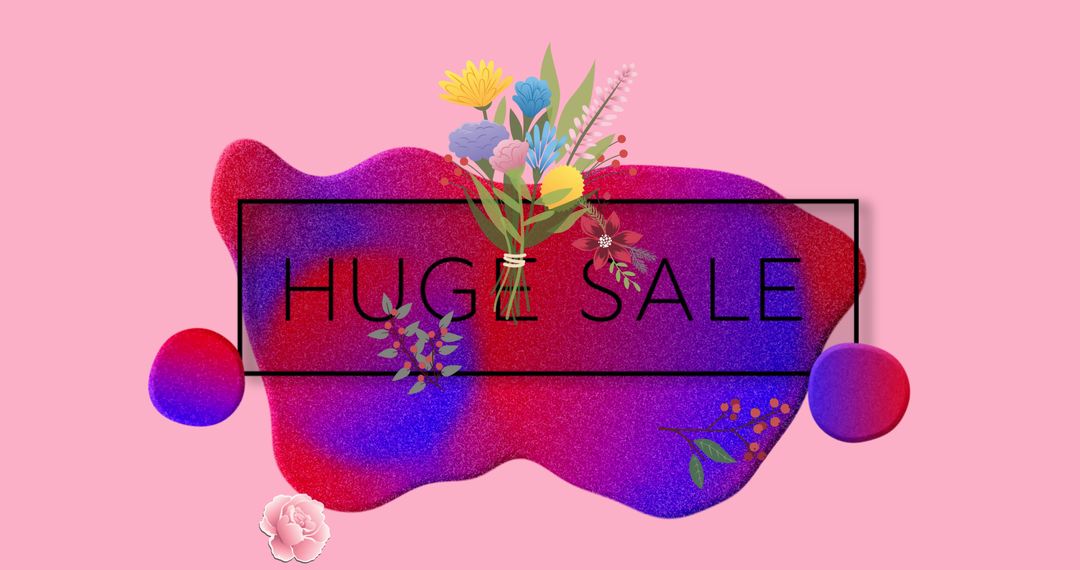 Creative Huge Sale Banner with Colorful Floral Design - Free Images, Stock Photos and Pictures on Pikwizard.com