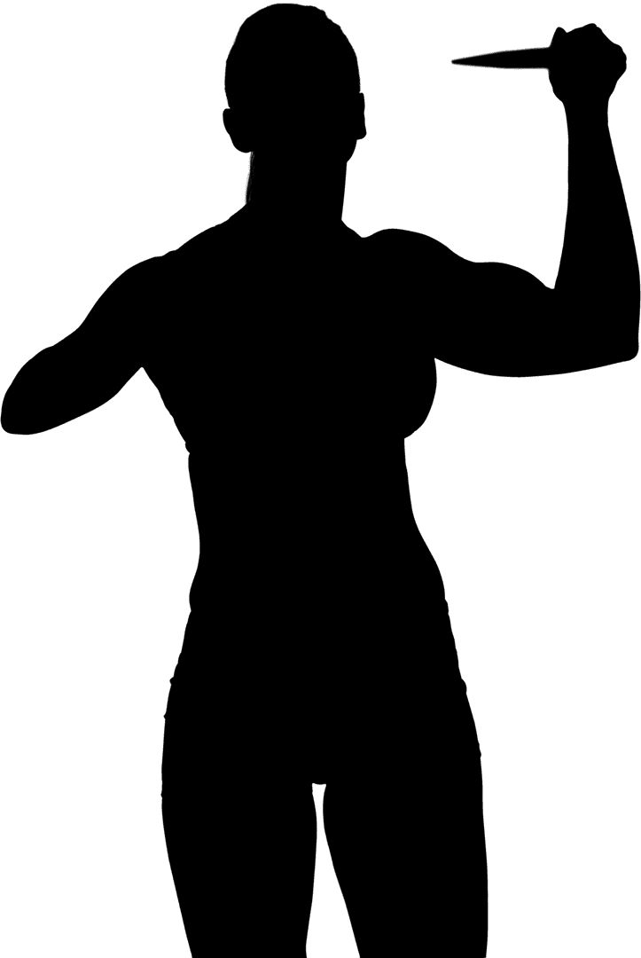 Silhouette Female Javelin Thrower on Transparent Background