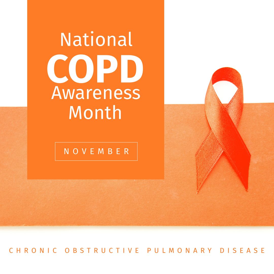 National COPD Awareness Month Concept with Orange Ribbon - Download Free Stock Templates Pikwizard.com