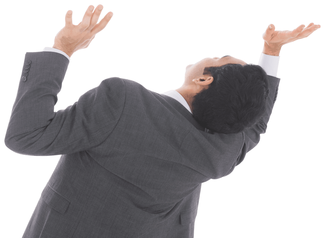 Transparent Background Businessman Interacting with Virtual Interface