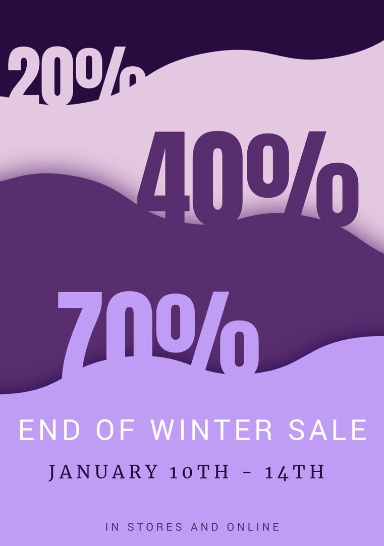 End of Winter Sale Promotion with Discount Percentages on Purple Background - Download Free Stock Templates Pikwizard.com