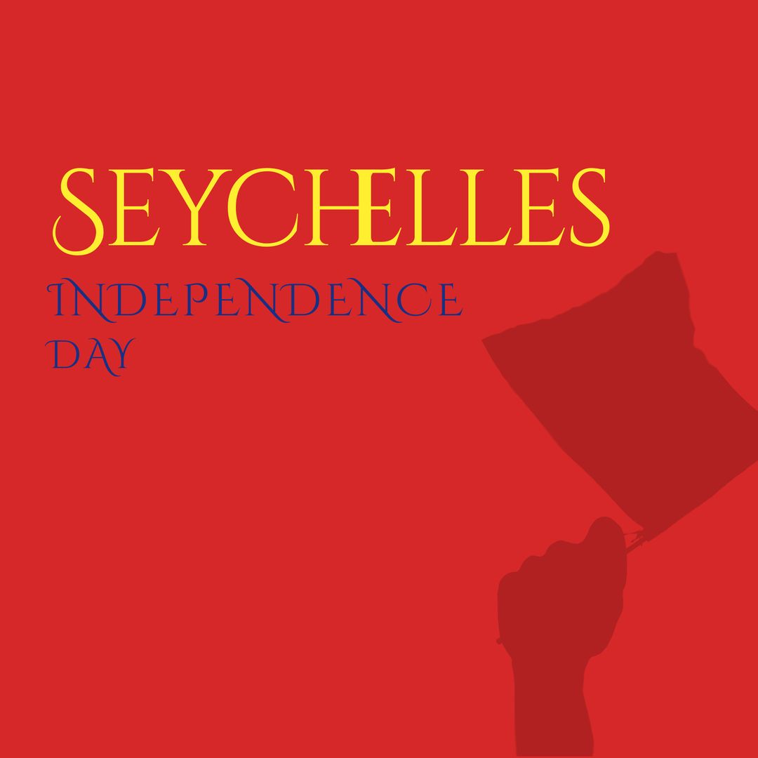 Seychelles Independence Day Banner with Flag on Red Background
