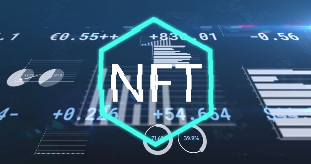 NFT and Data Analytics Concept with Blue Digital Interface