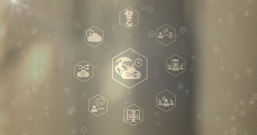 Digital Global Network Interface with Social Media Icons