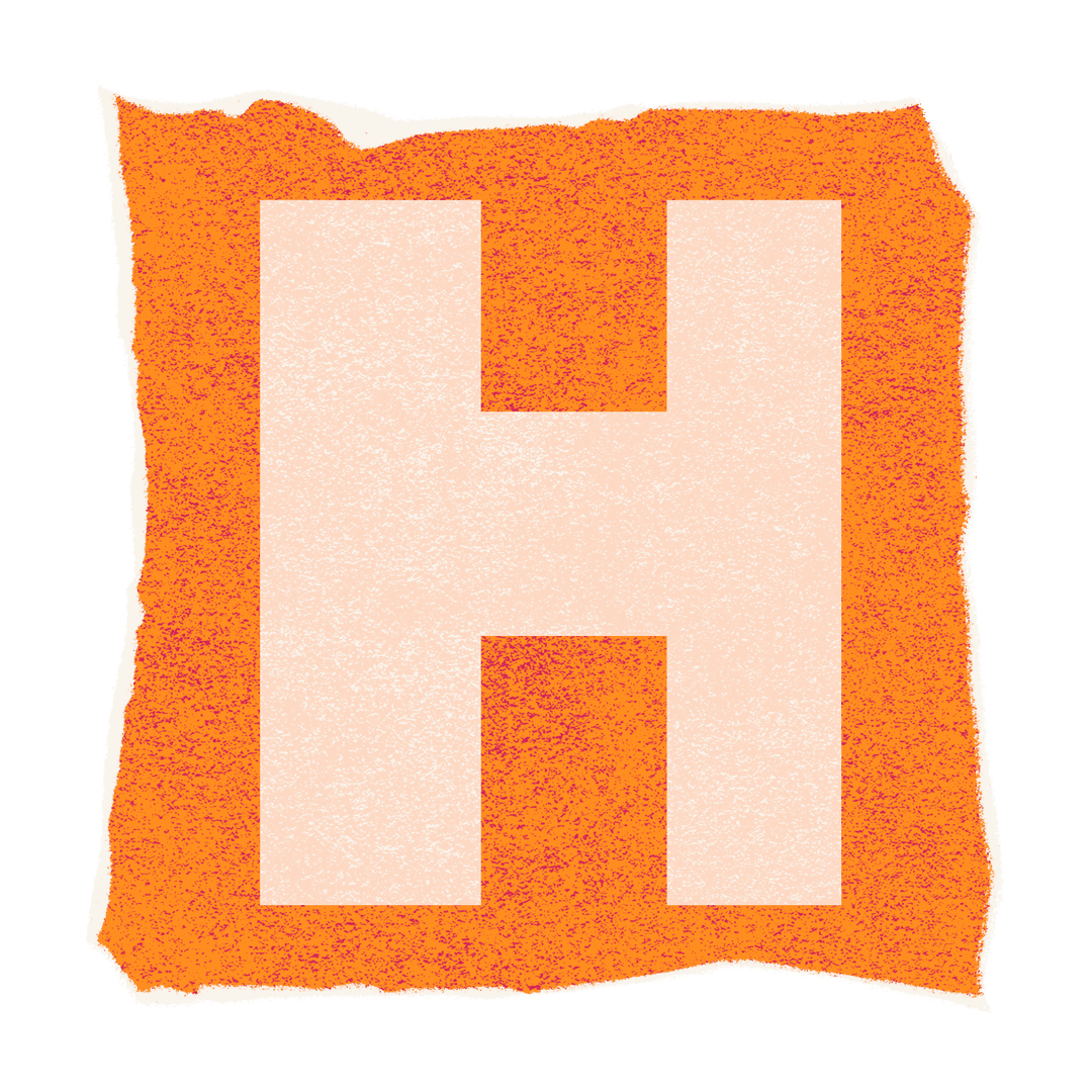Modern Typographic H on Orange Textured Transparent Background