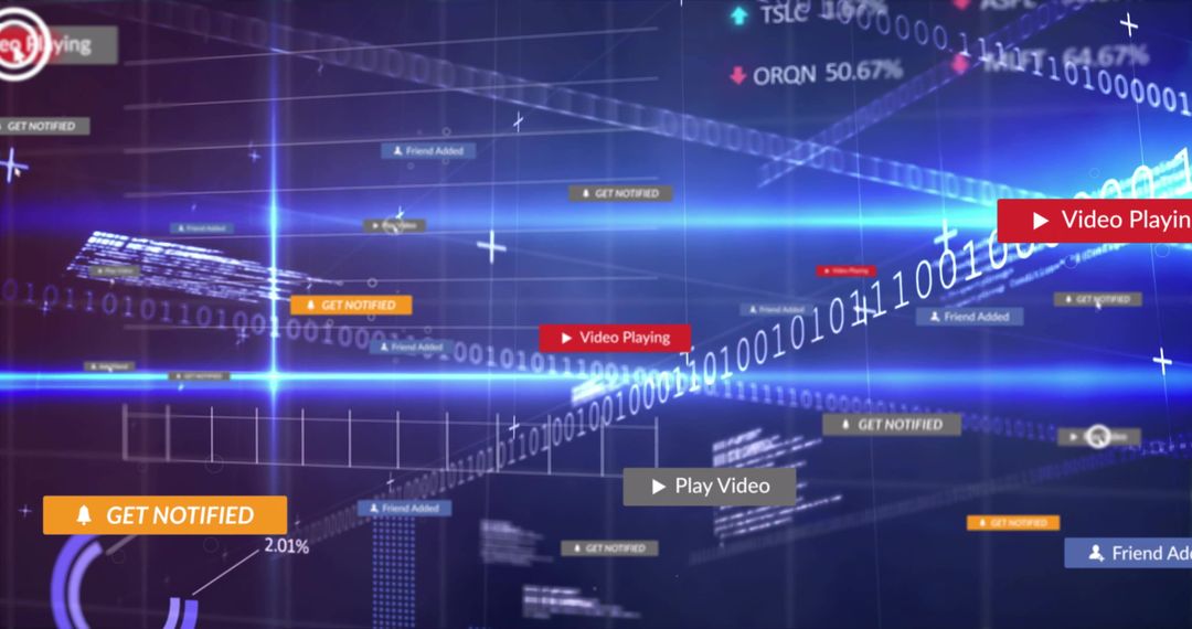 Futuristic UI Elements Floating Over Network Grid