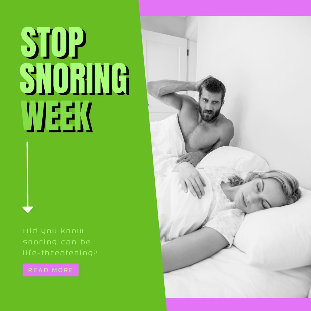 Stop Snoring Week Campaign Banner with Couple in Bed - Download Free Stock Templates Pikwizard.com