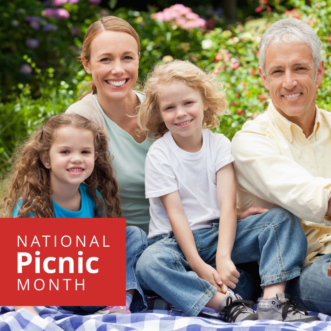 Happy Family Enjoying Picnic in Park for National Picnic Month