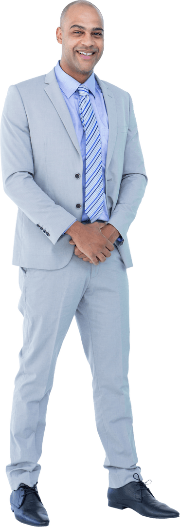 Smiling Businessman in Light Suit on Transparent Background