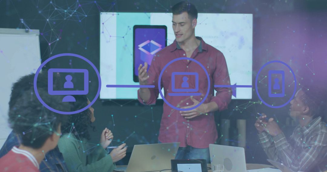 Diverse Team Discussing Digital Transformation Strategy in Office