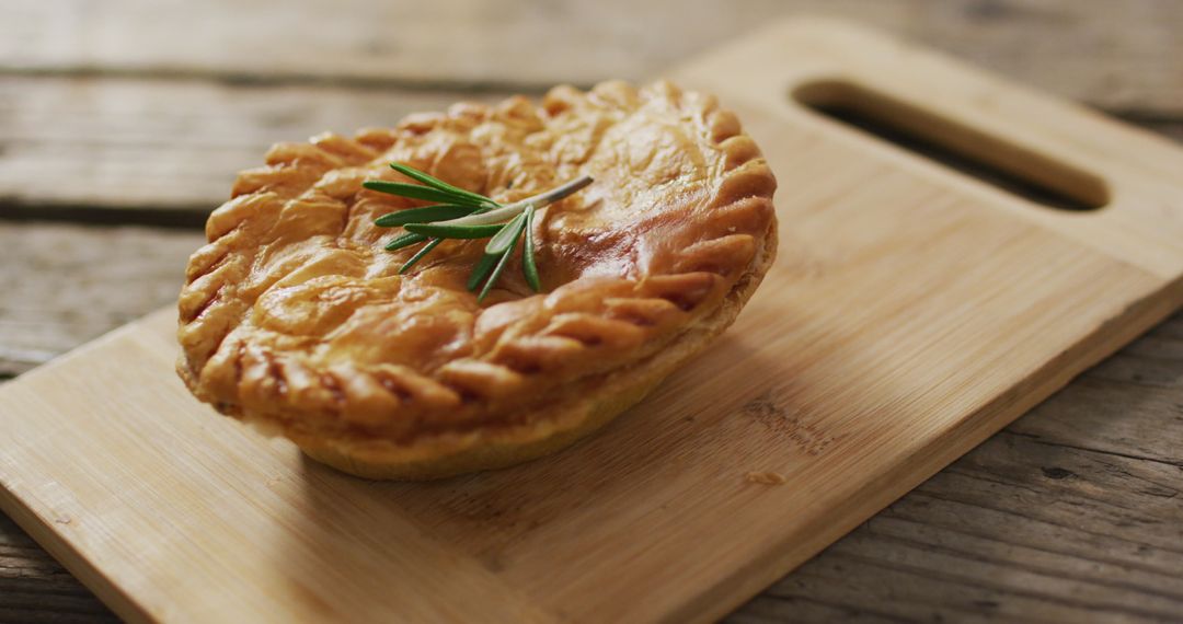 Homemade Rustic Pot Pie on Wooden Cutting Board