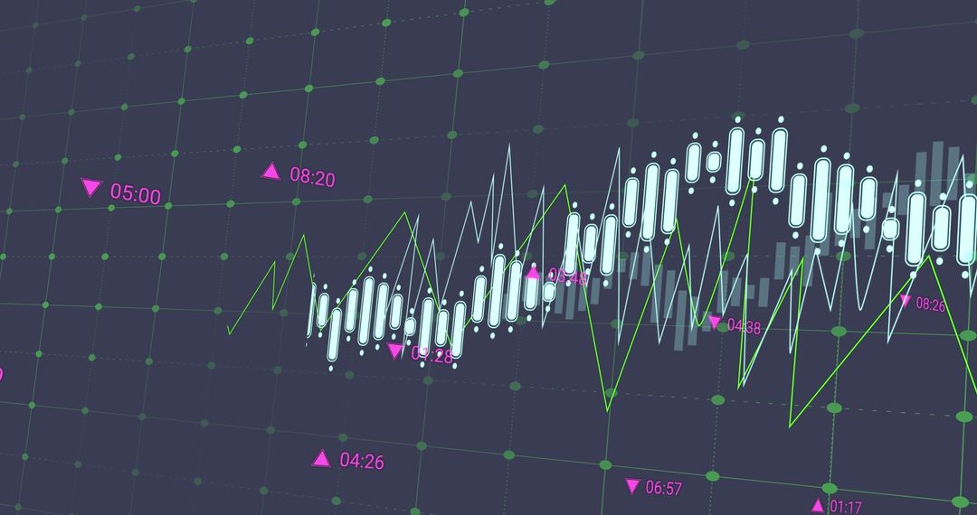 Digital Graph with Rising and Falling Lines on Grid Background