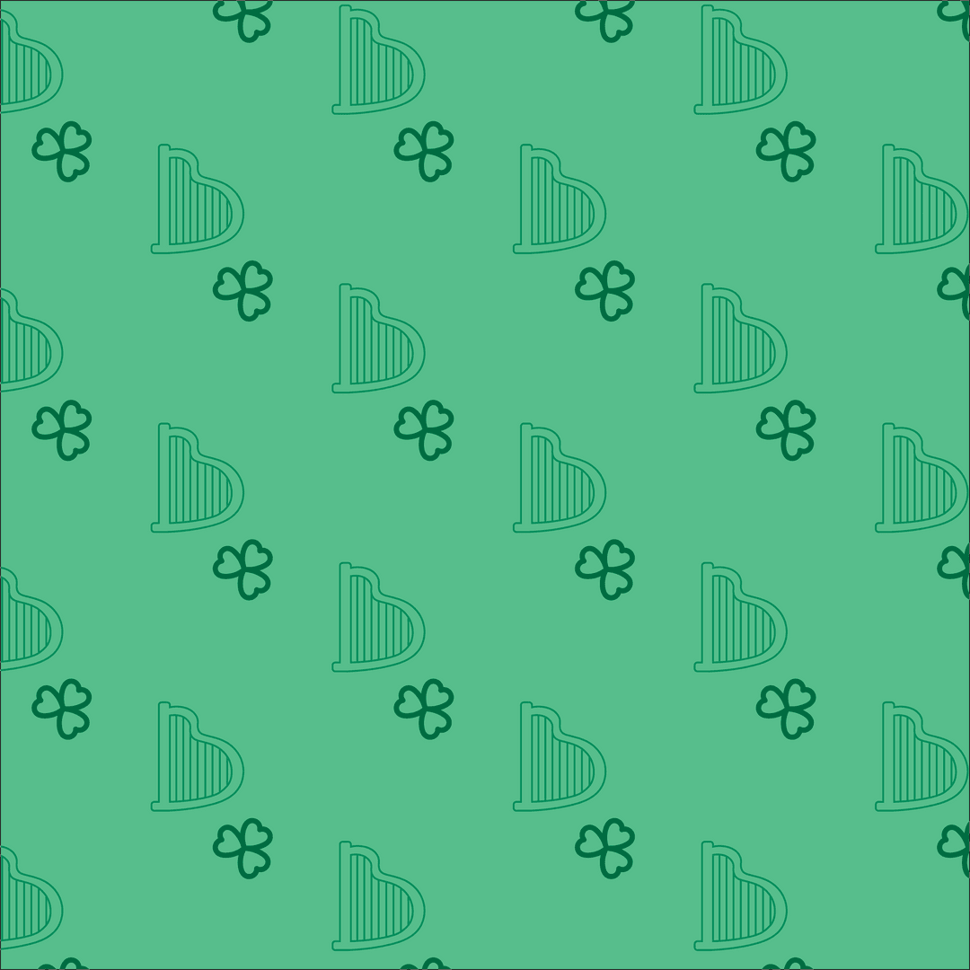 Seamless Transparent Clovers and Harps Saint Patrick's Day Pattern