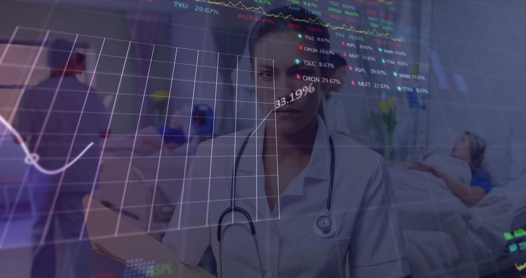 Diverse Doctors Analyzing Global Medical Data Interface