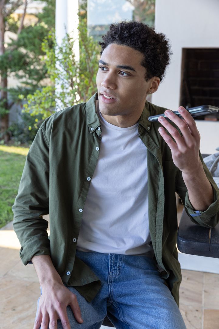 Man Enjoying Outdoor Phone Conversation