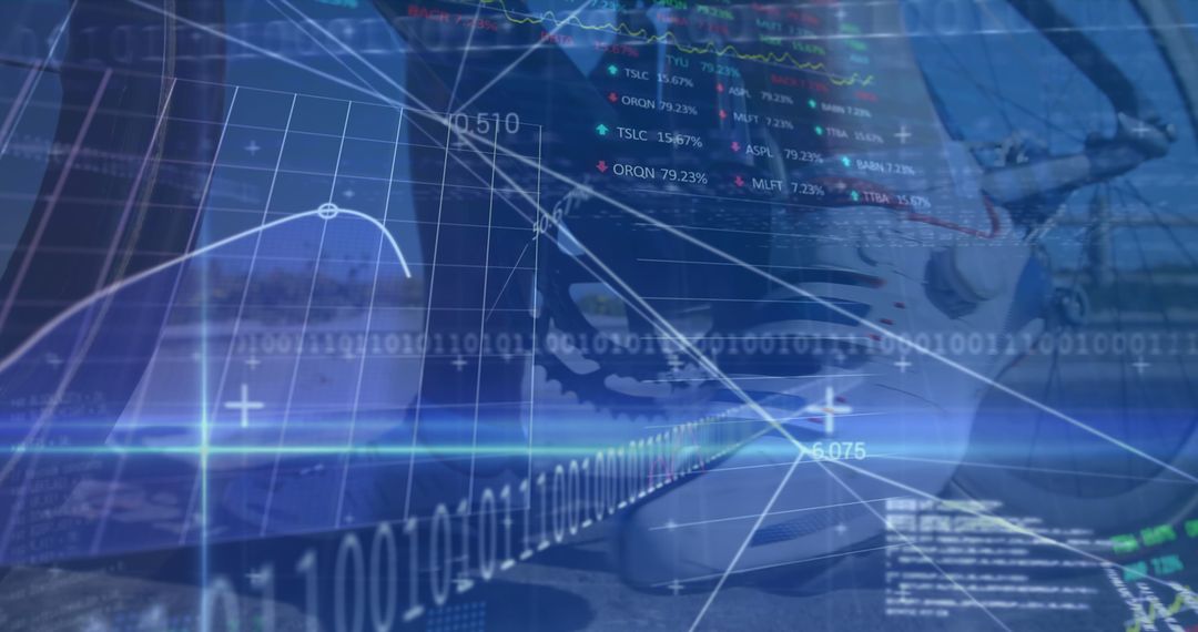 Abstract Futuristic Digital Interface with Data and Graphs for Innovation