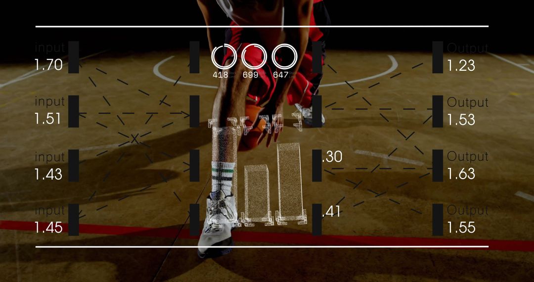 Basketball Athlete Analyzing Performance with Digital Metrics