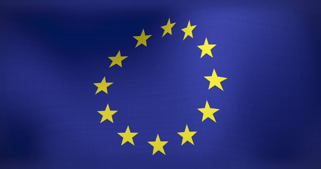 European Union Flag Waving with 12 Gold Stars on Blue